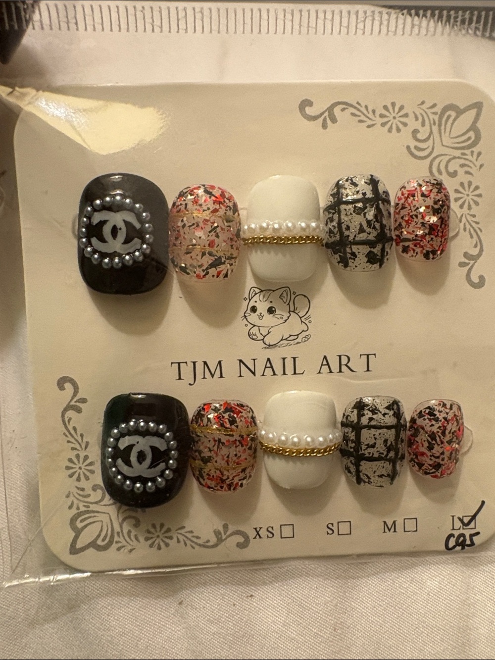 Premium Custom Black & White Pink Multicolor Confetti Accents& Chanel Design. L